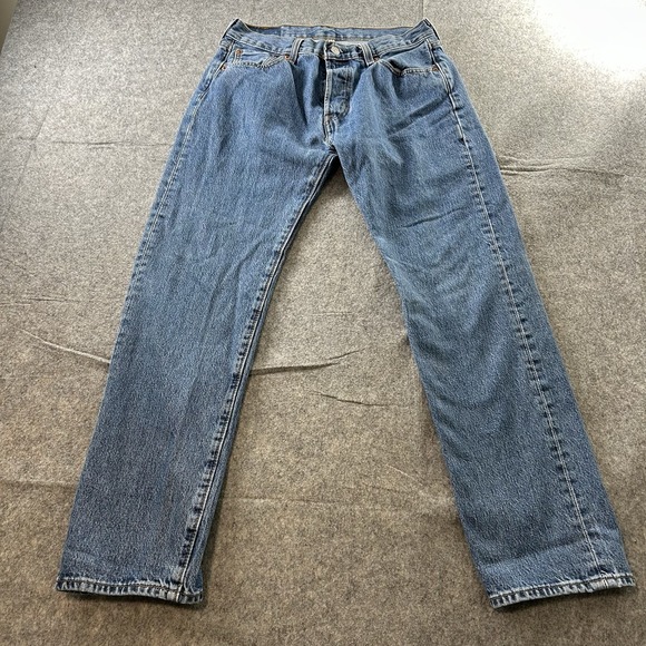 Levi's Other - Levis 501 Jeans Men's Button Fly 30x30 Light Blue Stretch Straight Leg